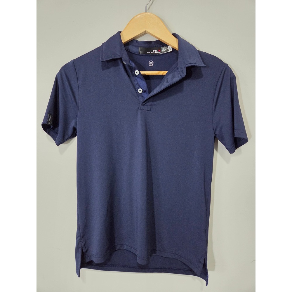 RLX Ralph Lauren Boys Navy Blue Performance Wicking Golf Polo Shirt Size M 10-12